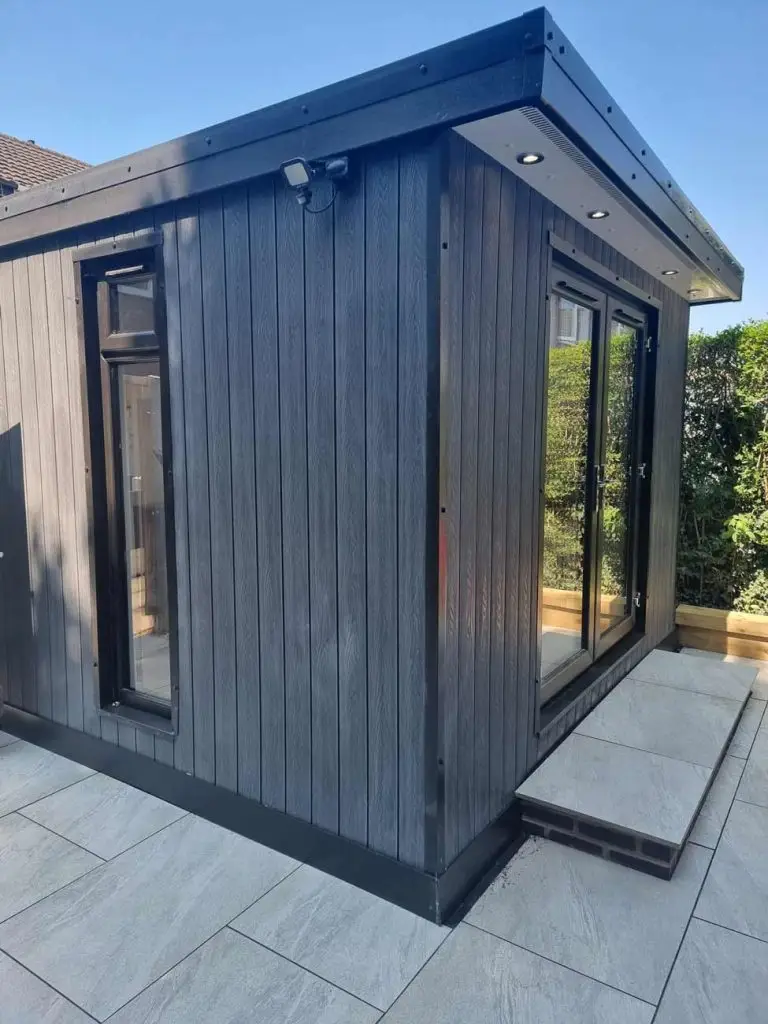 garden room bebington corner composite cladding security light